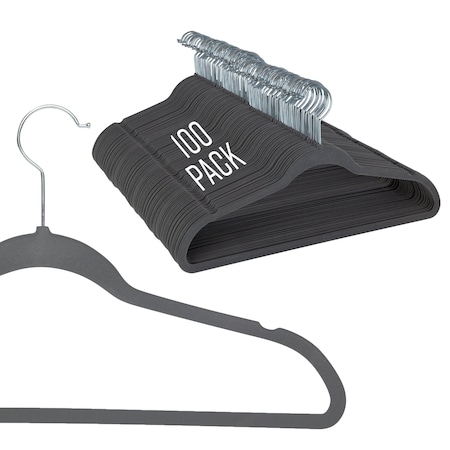 Simplify Slim Velvet Suit Hangers in Black, 100PK 23240-GRY-100-BX